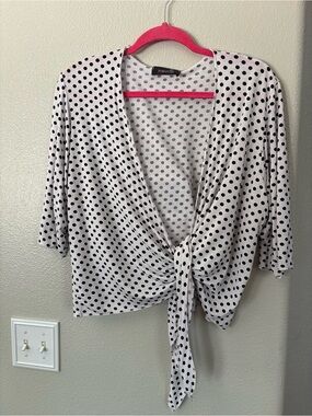 Nouvelle Collection Polka Dot Tie-Front Blouse Wrap Top Made In UK